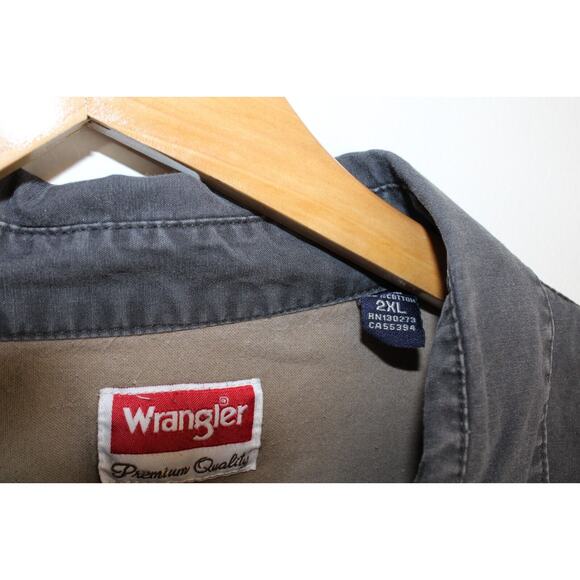 Wrangler Cowboy Western Shirt Men's 2XL Style Double Pocket Gray Thick Sleeve - Picture 3 of 4